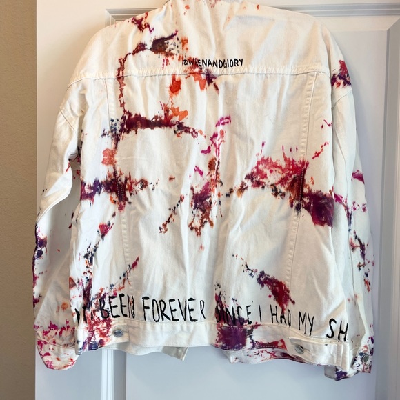 Wren + Glory "Tie Dye Fun" Denim Jacket - Boyfriend fit size S/M Falmer Heritage - Picture 2 of 9